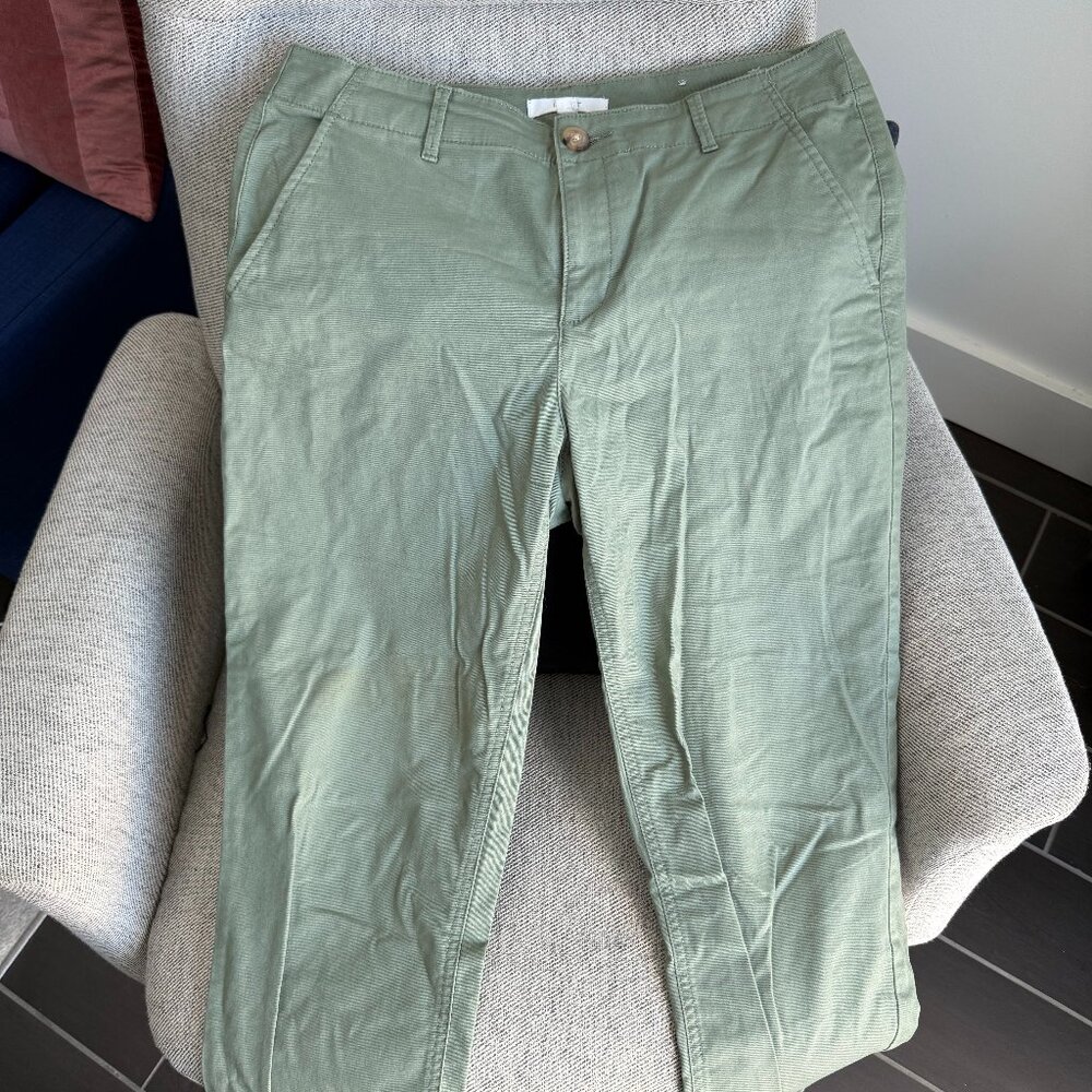 Loft Monroe Slim Straight Cut Pants - Light Green